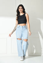 Women Ribbed Slim Fit Round-Neck Top