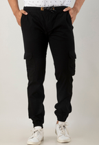 STERIO PACE Men Joggers with Elasticated Waist – Black