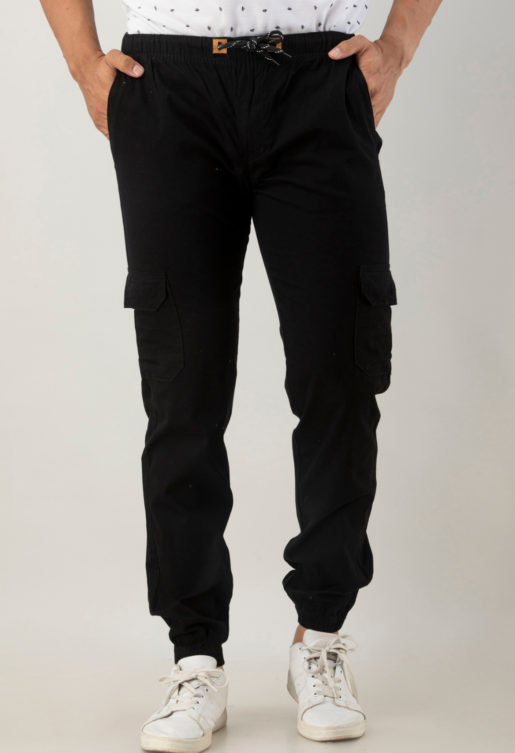 STERIO PACE Men Joggers with Elasticated Waist – Black