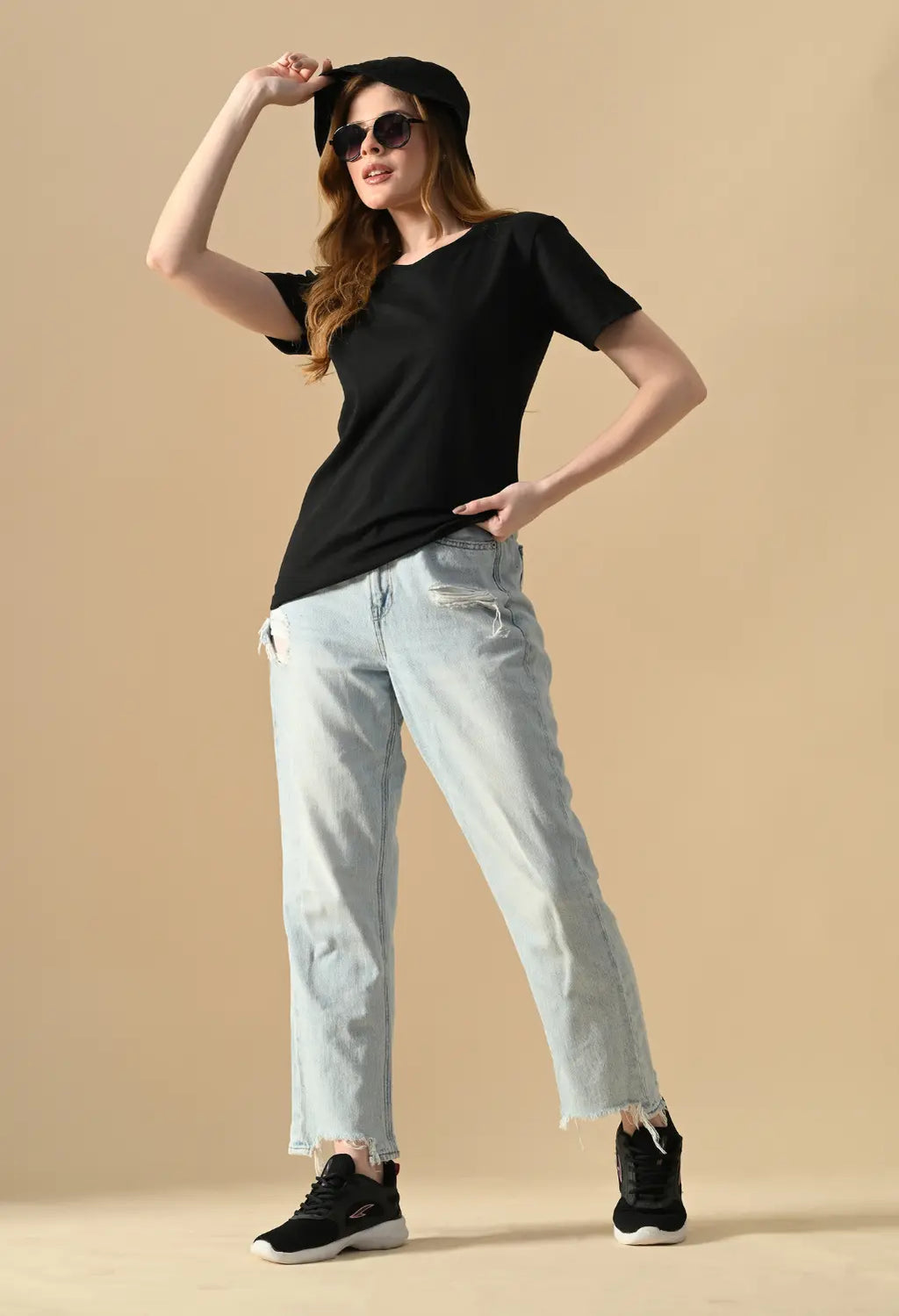 Sterio Pace V-Neck Cotton T-Shirt for Women