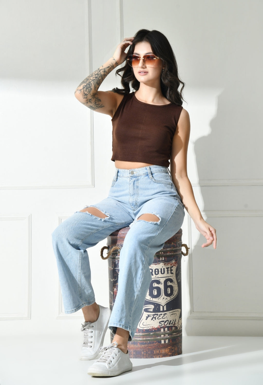 Women Ribbed Slim Fit Round-Neck Top