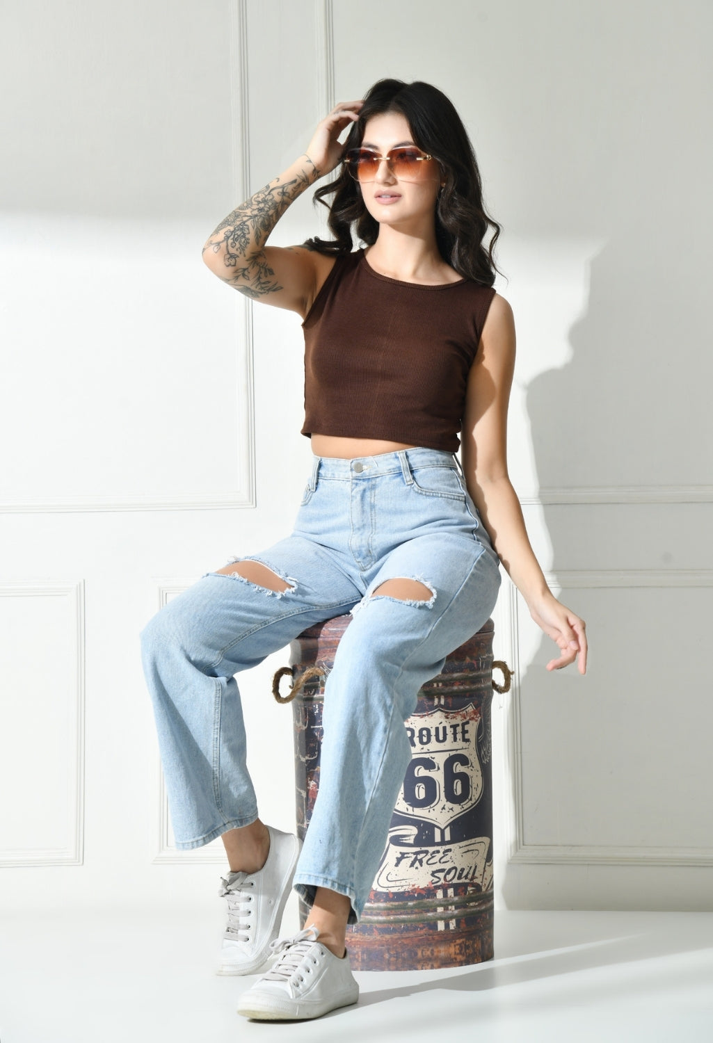 Women Ribbed Slim Fit Round-Neck Top