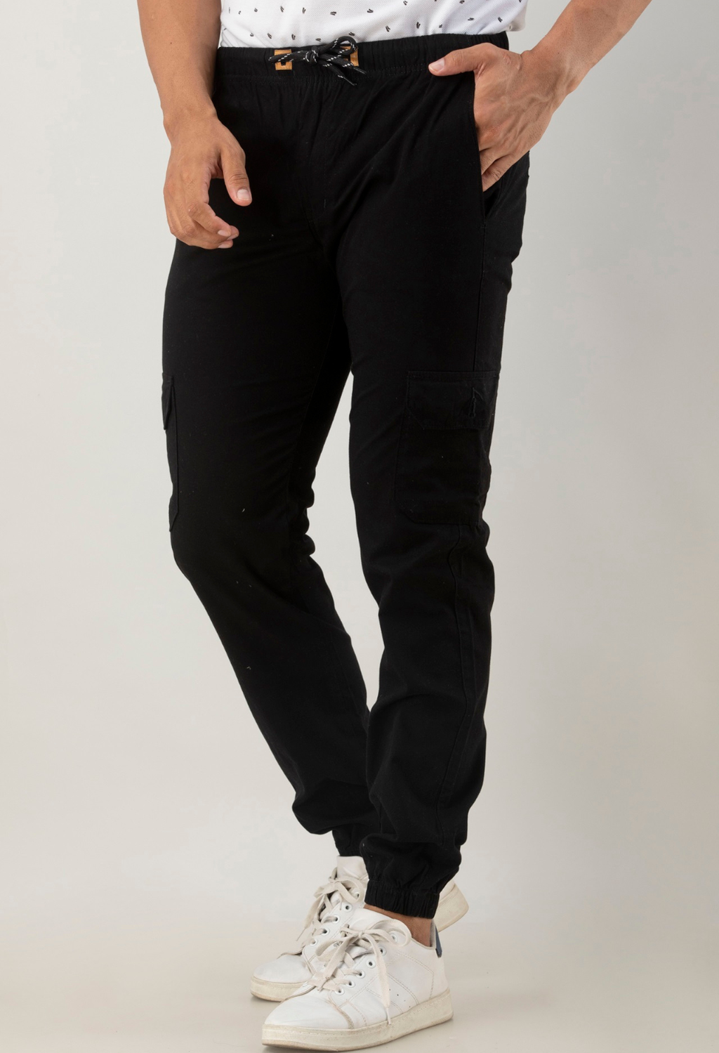 STERIO PACE Men Joggers with Elasticated Waist – Black