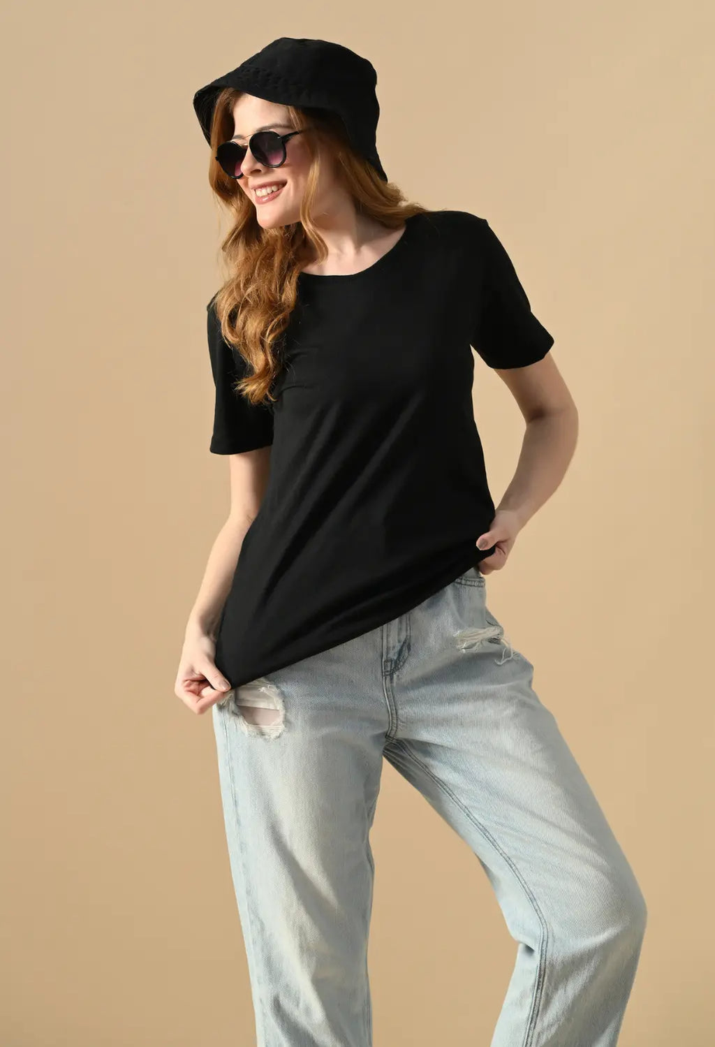 Sterio Pace V-Neck Cotton T-Shirt for Women