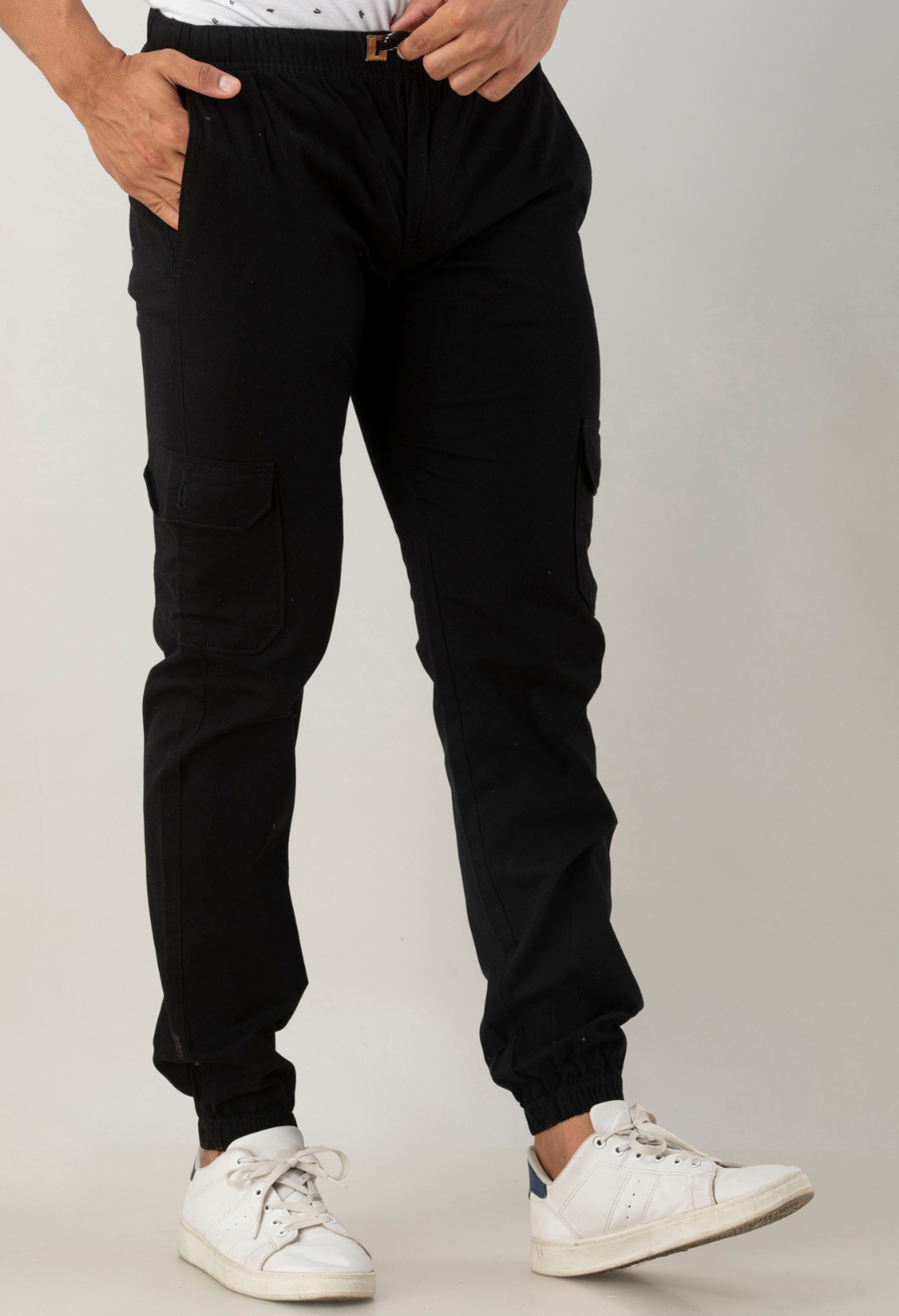 STERIO PACE Men Joggers with Elasticated Waist – Black