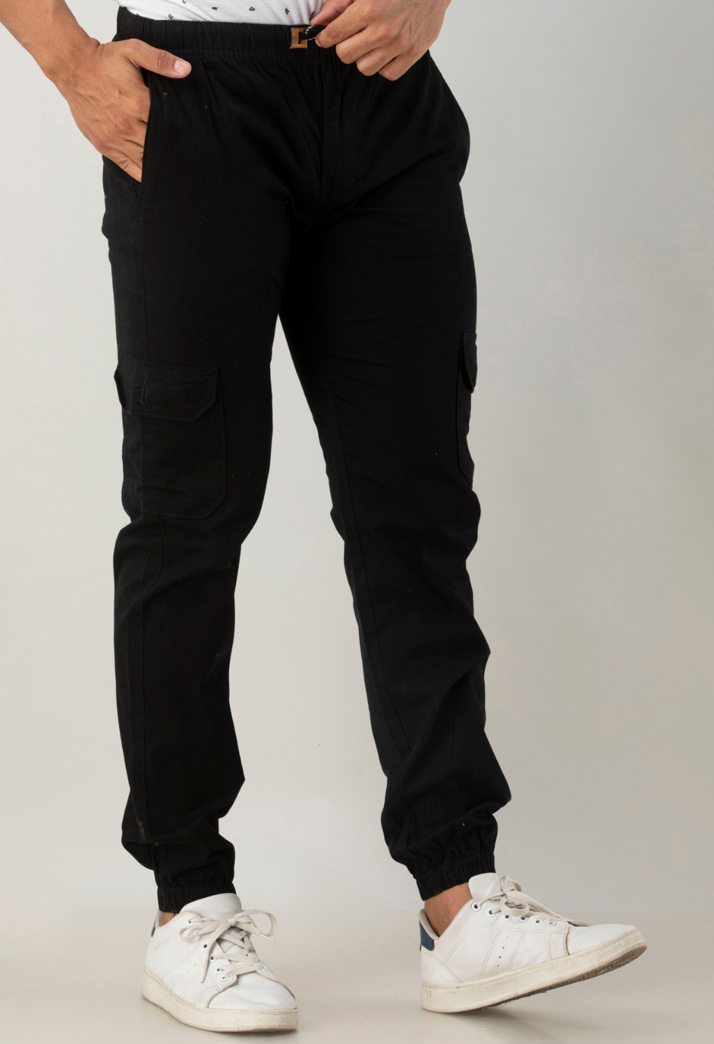 STERIO PACE Men Joggers with Elasticated Waist – Black