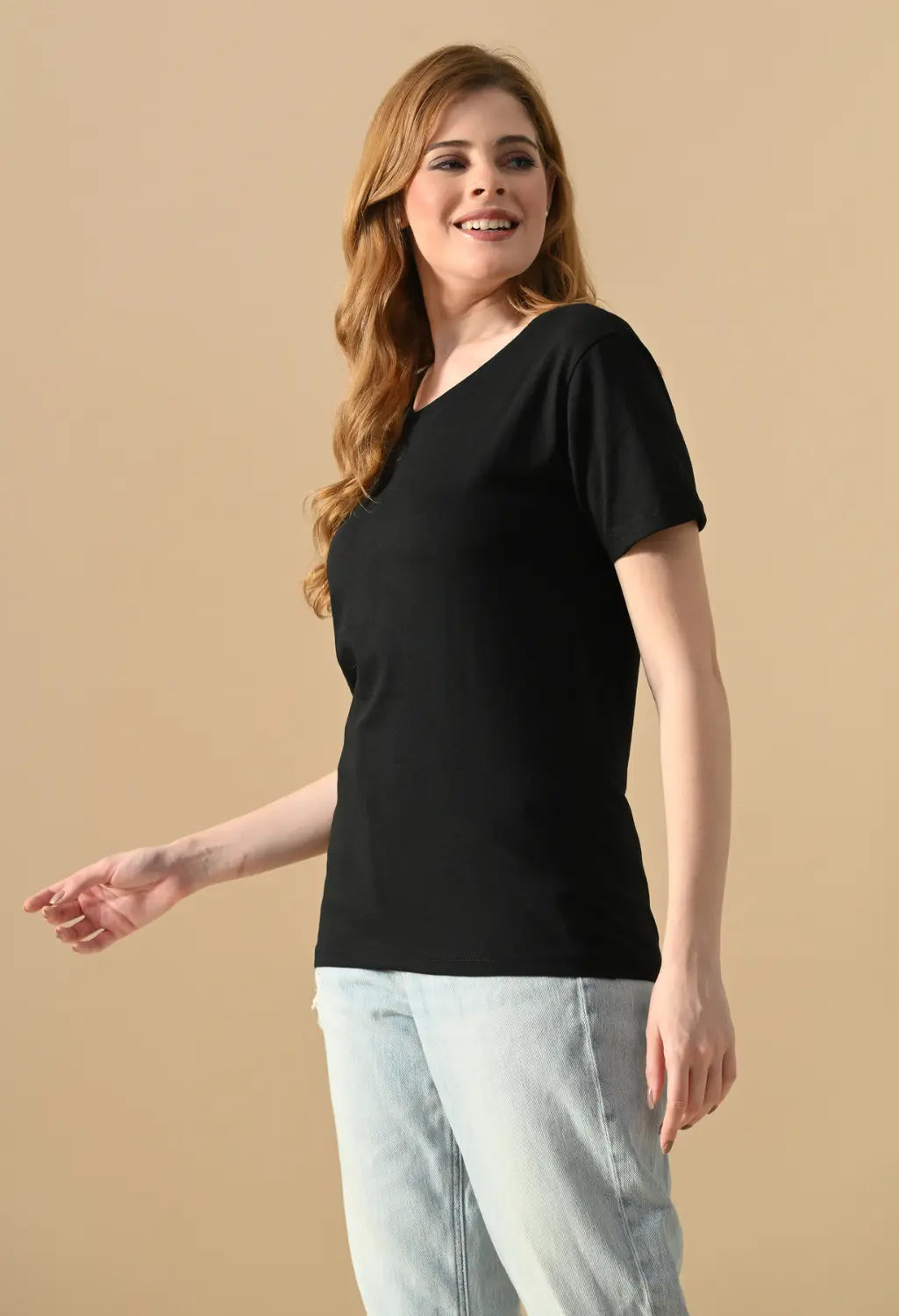 Sterio Pace V-Neck Cotton T-Shirt for Women