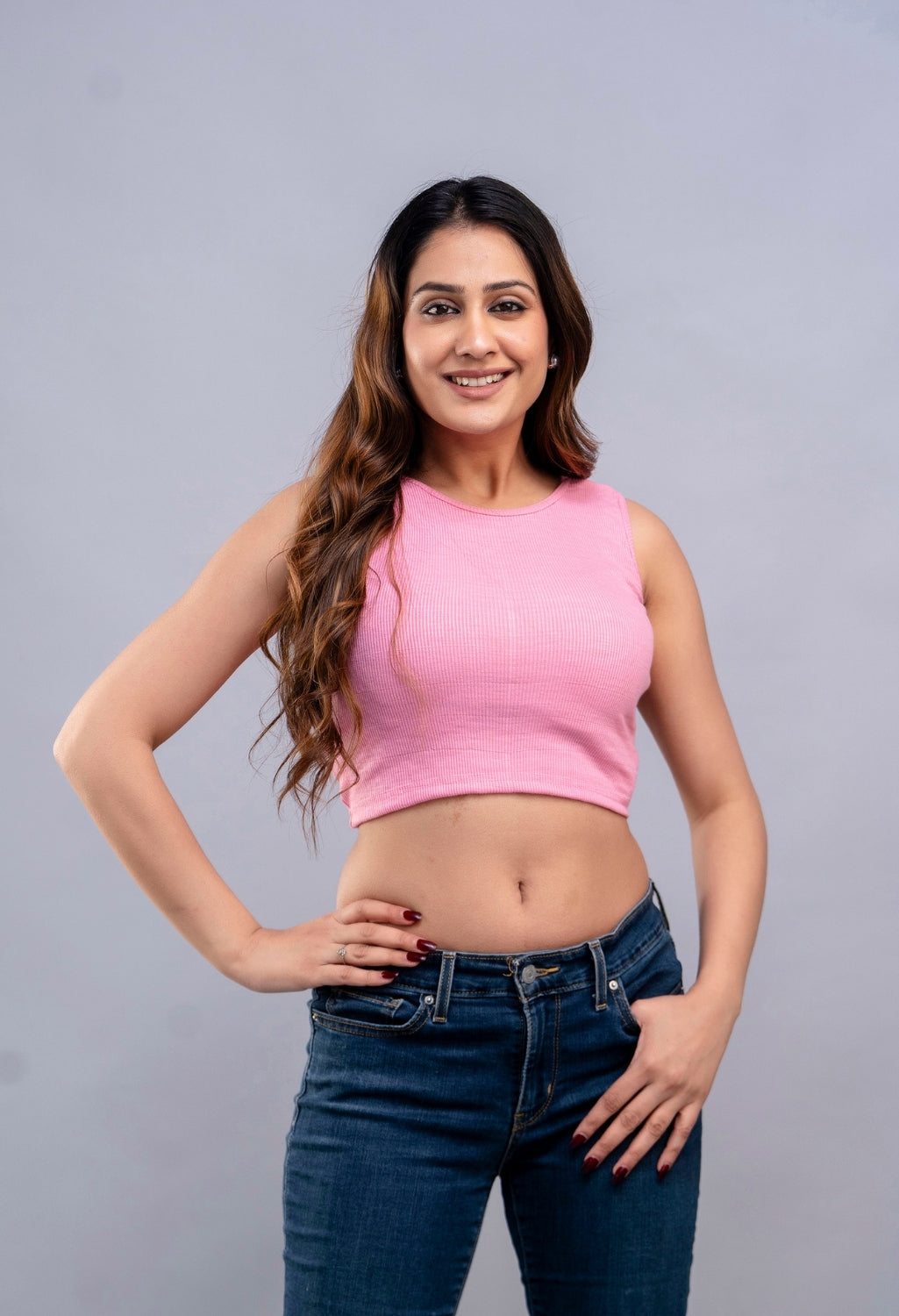 Women Ribbed Slim Fit Round-Neck Top