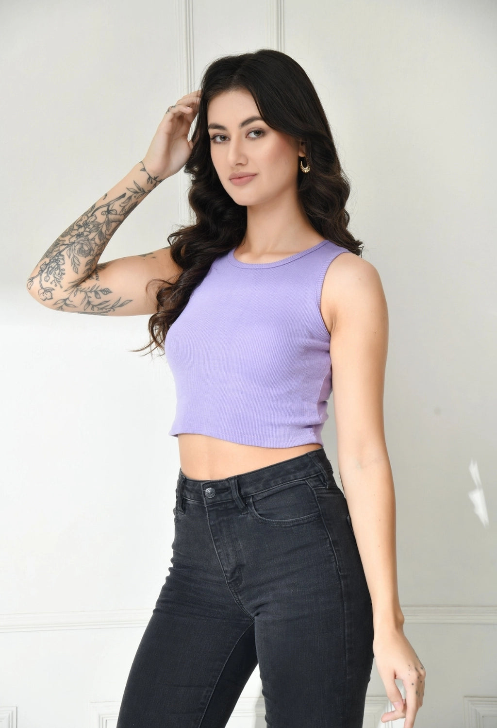 Women Ribbed Slim Fit Round-Neck Top