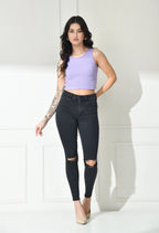 Women Ribbed Slim Fit Round-Neck Top