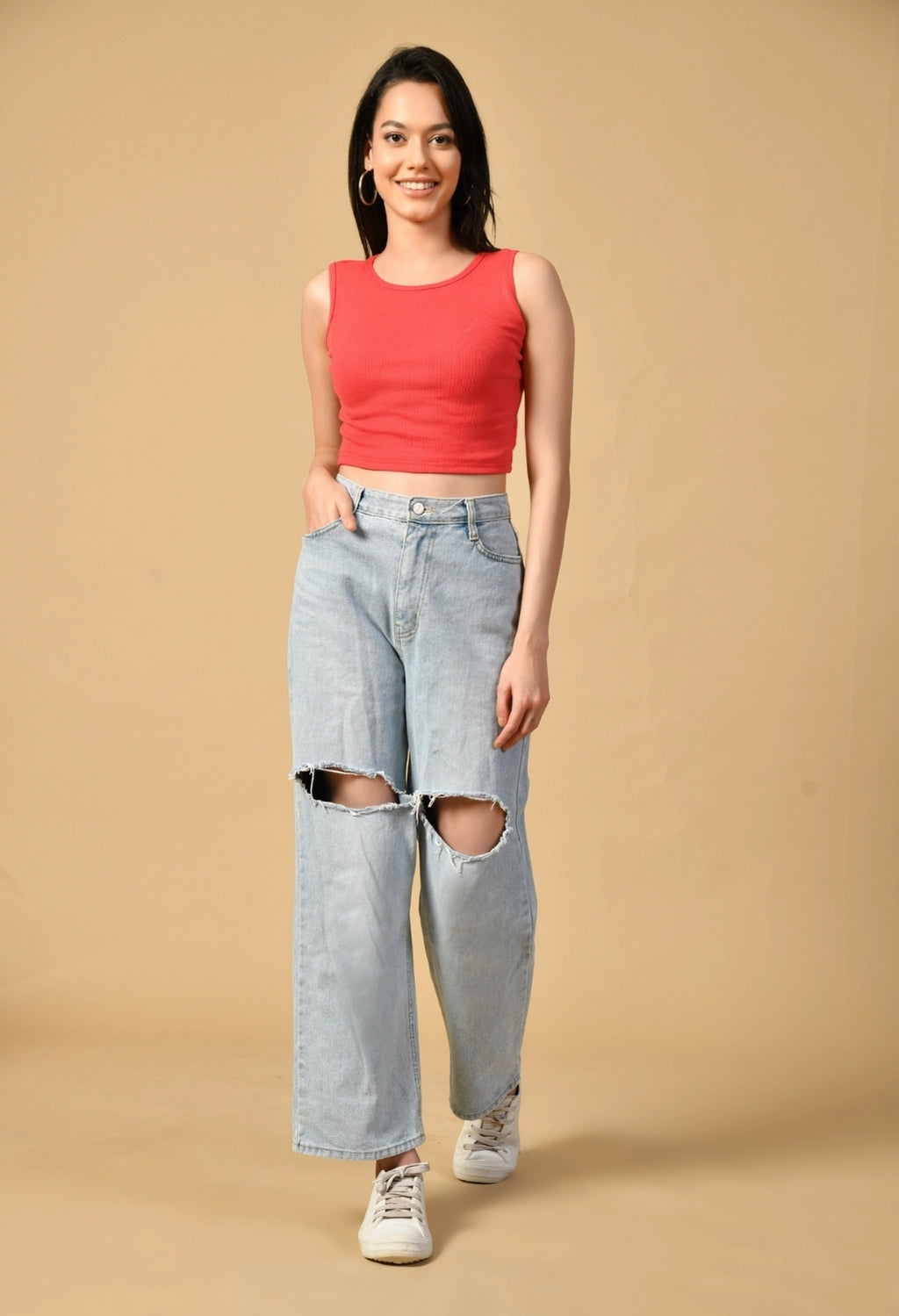 Women Ribbed Slim Fit Round-Neck Top