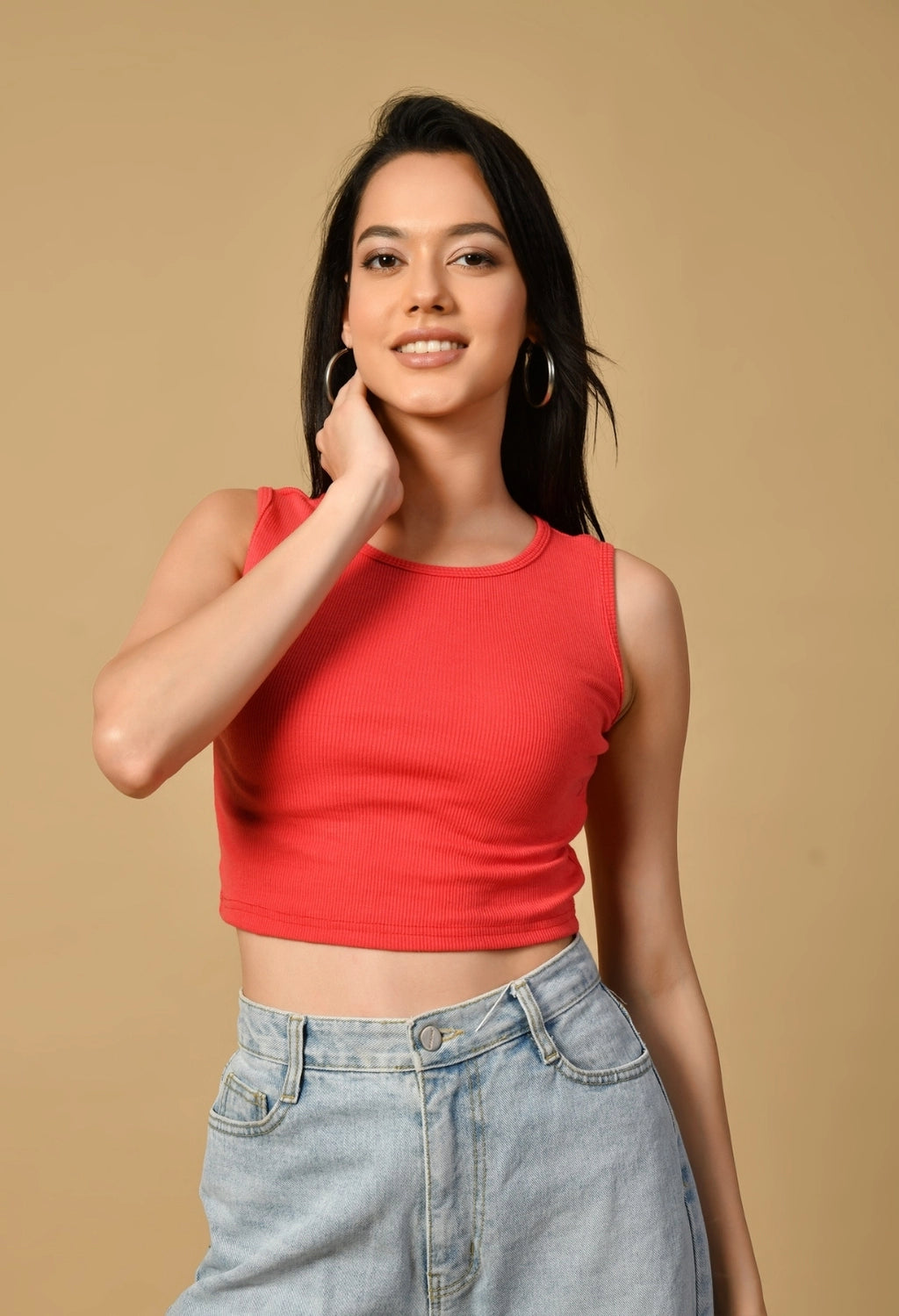 Women Ribbed Slim Fit Round-Neck Top