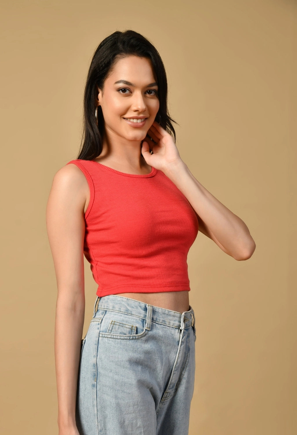 Women Ribbed Slim Fit Round-Neck Top