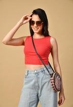 Women Ribbed Slim Fit Round-Neck Top