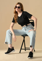 Sterio Pace V-Neck Cotton T-Shirt for Women