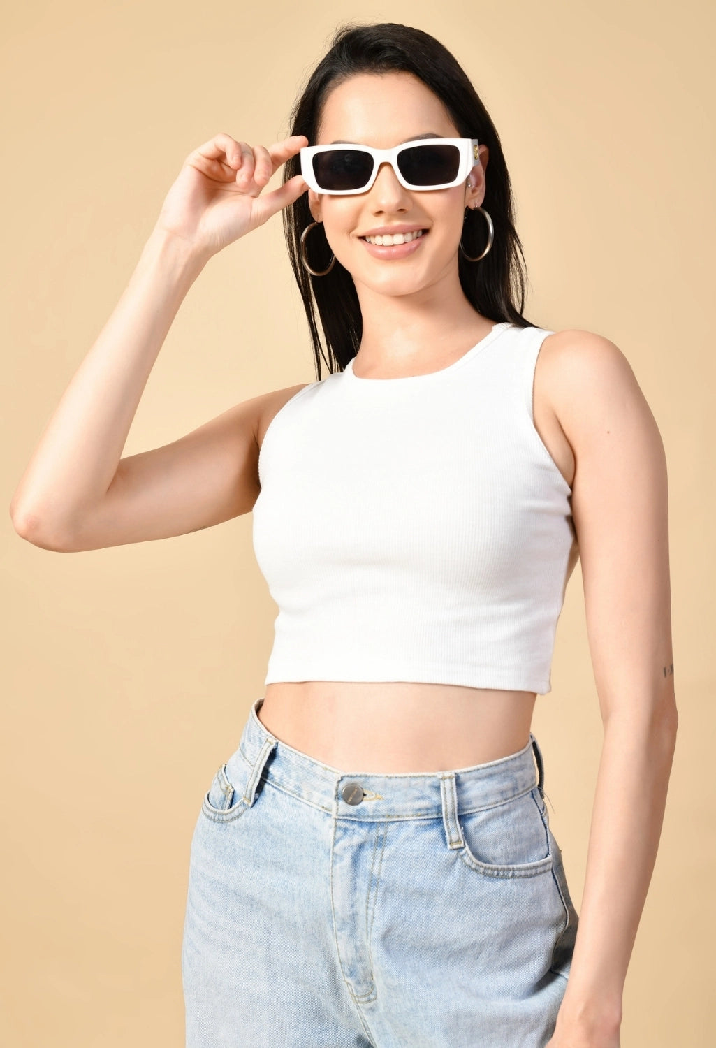 Women Ribbed Slim Fit Round-Neck Top