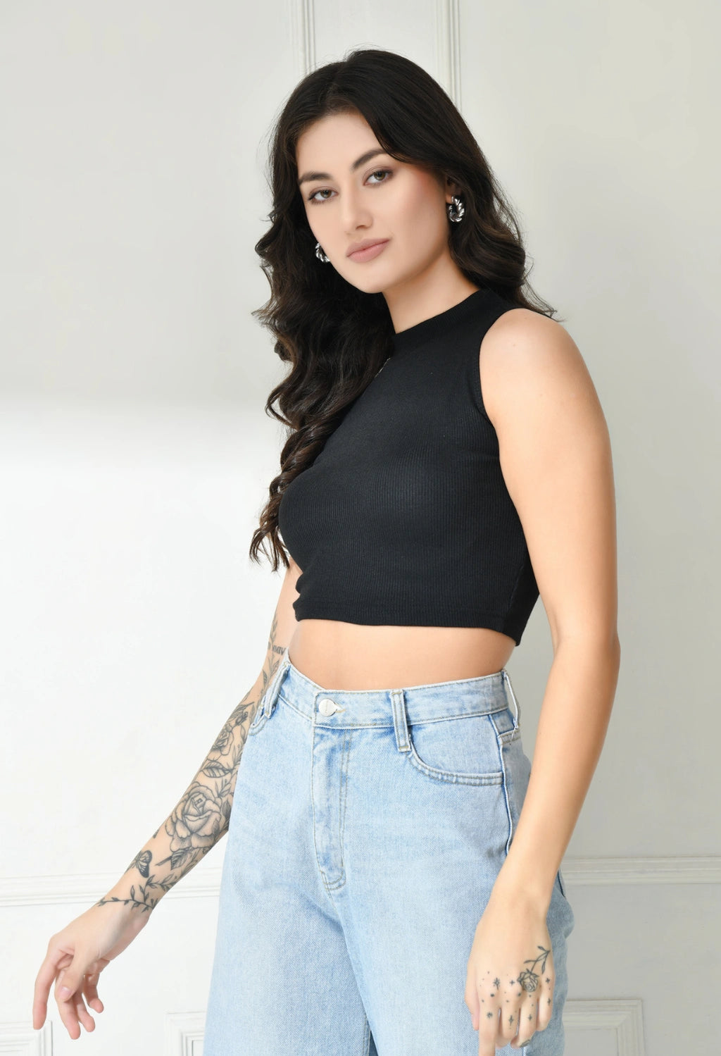 Sterio Pace Women High Neck Crop Top