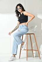 Women Ribbed Slim Fit Round-Neck Top